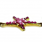 Preview: Ekaterini friendship bracelet, starfish, pink Swarovski crystals brown cord and with gold accents, detail